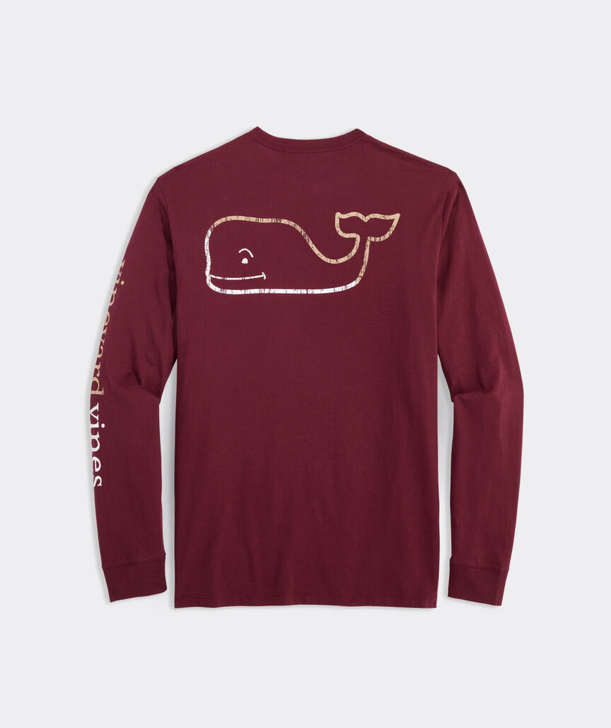 Vintage Whale LS Pocket Tee - Crimson