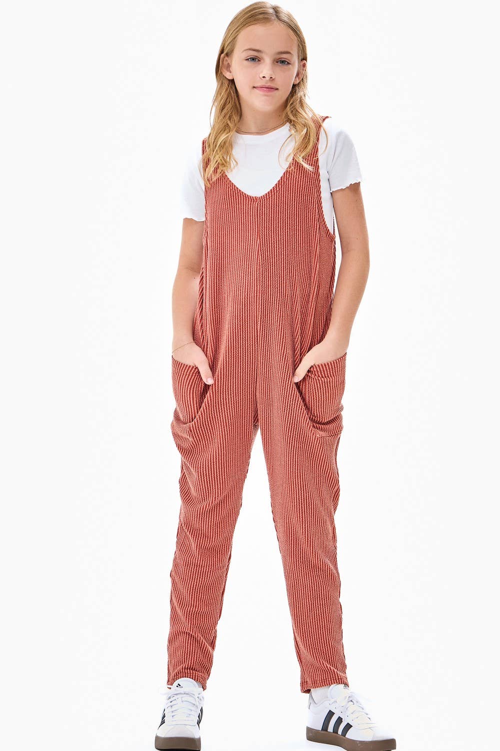 Good Girl - Embossed Rib Sleeveless Jumpsuit /Overall /Onesie