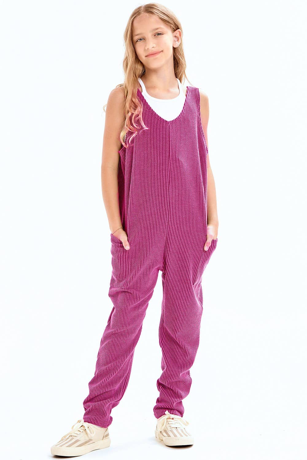 Good Girl - Embossed Rib Sleeveless Jumpsuit /Overall /Onesie