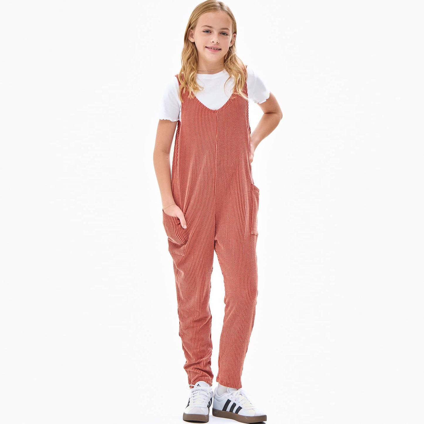 Good Girl - Embossed Rib Sleeveless Jumpsuit /Overall /Onesie