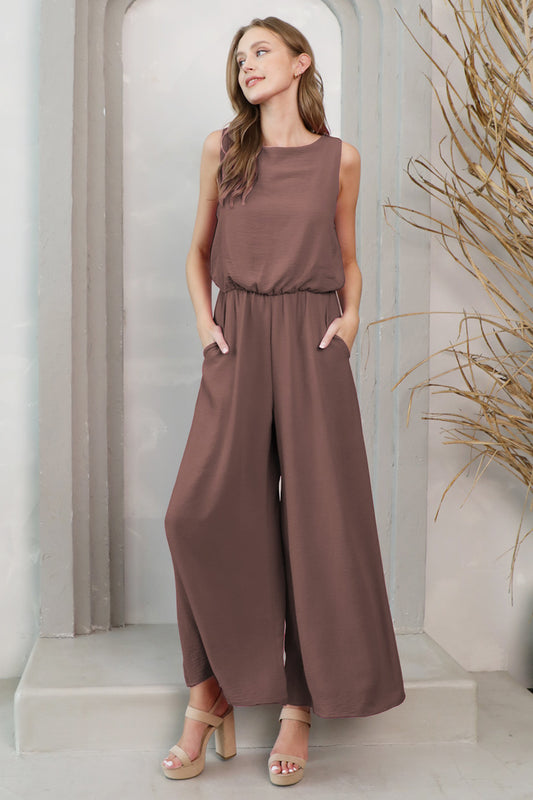 Matte Crepe Sleeveless Bubble Jumpsuit